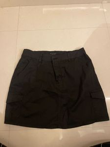 Black Cargo Mini Skirt