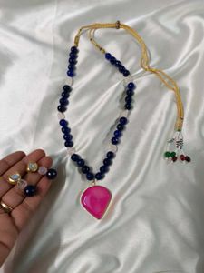 Blue-pink Necklace Set
