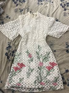 Floral Lace White Dress
