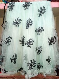 Floral Embroidered Tulle Skirt