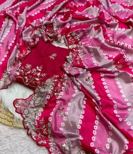 chinon silk saree with heavy Pallu Zari Work