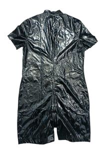 Faux Leather Edgy Black Romper Size XL