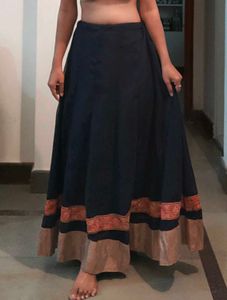 Elegant Navy Blue Ethnic Skirt