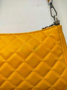 Yellow 'CD' Quilted Shoulder Bag