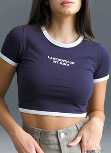 BONKERS CORNER Navy Cropped Graphic Tee