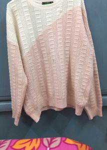 Madame Peach &amp; White Knitted Sweater