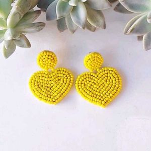 Heart Beaded Earrings💚