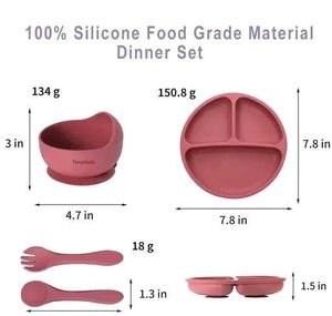 Silicone Baby Feeding Set - Bowl, Plate, and Utens