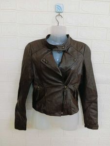 Imported Korean Brown Leather Moto Jacket