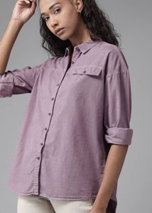 Roadster Mauve Cotton Casual Shirt