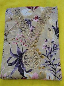 Floral Embroidered V Neck Dress Material