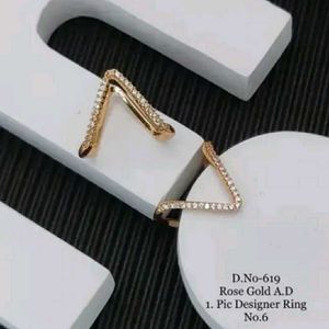 Elegant Gold Tone V SHAPE RING