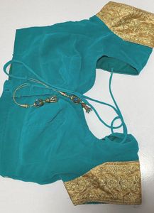 Heavy embroidery sea green saree