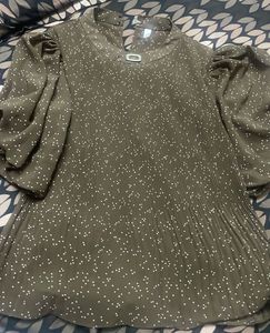Elegant Polka Dot Wrinkle Blouse
