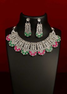 Silver-tone Floral Jewelry Set