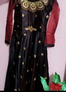 Elegant Maroon Embroidered Gown