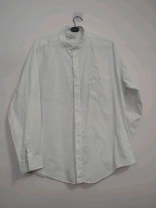 Men’s White Mandarin Collar Full Sleeve Shirt