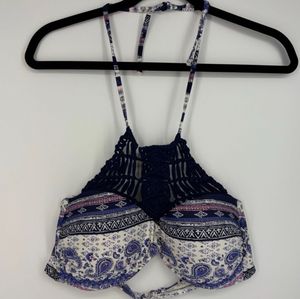 Paisley Print Crochet Bikini Top