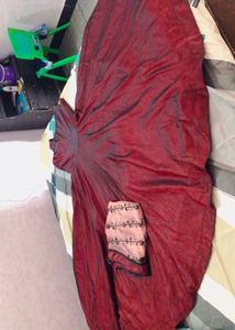 Elegant Ball Gown Maroon Dress with Heavy Dupatta