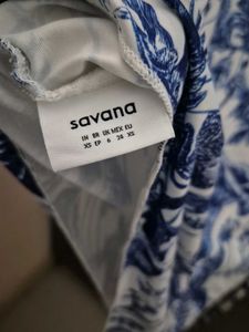 Blue &amp; White Print Mini Dress