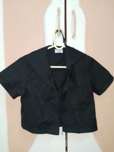 Black Shirt Crop Top For Women