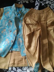Boys&#39; Festive Turquoise &amp; Gold Waistcoat Set