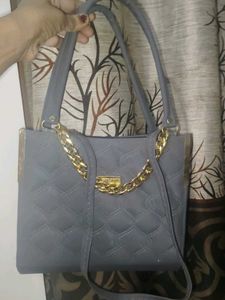 Gray Quilted Handbag