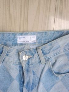 Bershka Unisex Patterned Heavy Wide Leg Jeans