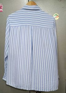 Branded Loose Fit Button Down - Blue Stripe Shirt