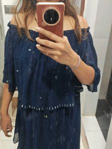 Navy Blue Off-Shoulder Dress