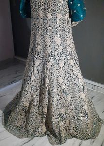 Velvet Zardosi Work Bridal Lehenga Woth Heavy Koti