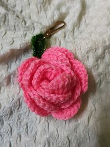 Crochet Rose Keychain