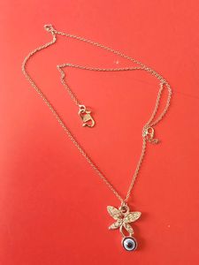 Butterfly & Evil Eye Gold Necklace