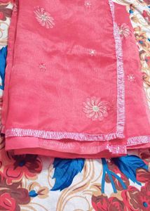 Elegant Pink Floral Embroidered Dupatta