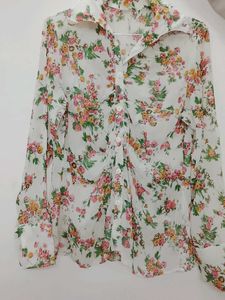 Floral Print Sheer Blouse