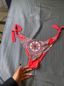 Red Mandala Print Bikini Bottom