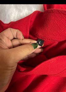Red Puff Sleeve Turtleneck