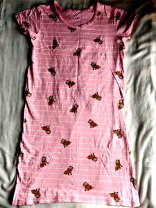 Cute Pink Dog Print Dress