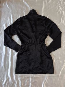 Zara Satin Black Wrap Mini Dress