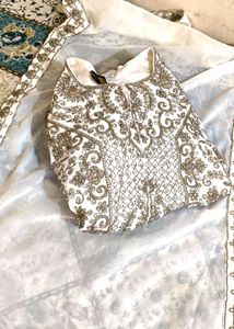 White &amp; Gold Embroidered Outfit