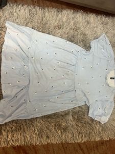 Sky Blue Floral One Piece Dress