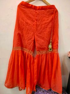 Light Orange Gold Accent Palazzo Pants