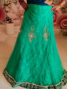 Green Lehanga Stone Work With Blouse And Dupatta