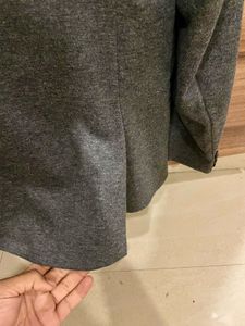 Gray Casual Wool Blazer