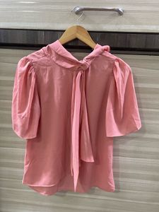 Pink Tie-Neck Blouse