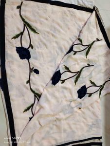 Elegant Floral Embroidered Saree