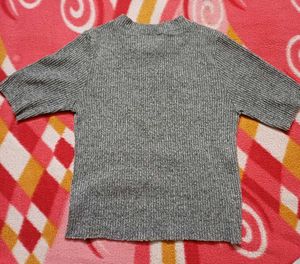 Gray cotton Short Sleeve crop Top