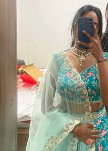 Teal Embroidered Lehenga