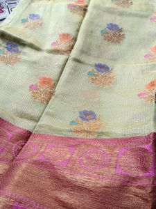 Pista Green Beautiful Chanderi Silk Saree🤩