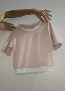 Cute Pink &amp; White Crop Top